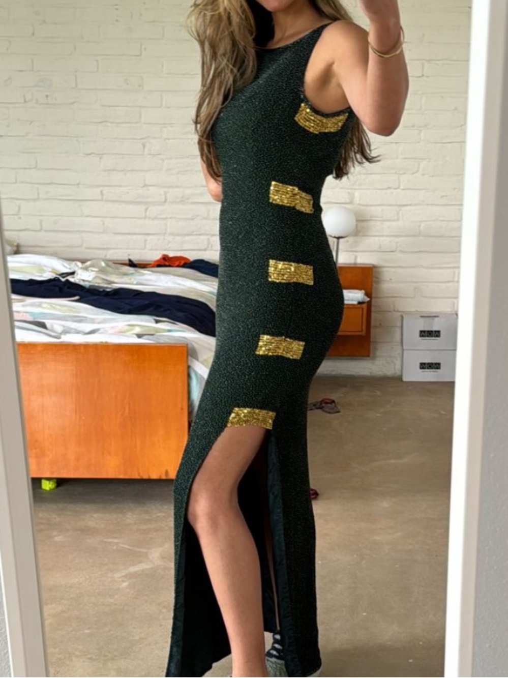 Forest Green Slit Leg Dress - Mark & John by Gopal